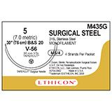 ETHICON Suture, Surgical Stainless Steel, TAPERCUT, V-56, 4-30", Size 5. MFID: M435G