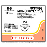ETHICON Suture, Dental, MONOCRYL Plus, Precision Point - Reverse Cutting, P-1, 18", Size 6-0. MFID: MCP489G