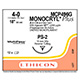 ETHICON Suture, Dental, MONOCRYL Plus, Precision Point - Reverse Cutting, PS-2, 18", Size 4-0. MFID: MCP496G