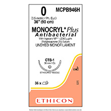 ETHICON Suture, Dental, MONOCRYL Plus, ETHIGUARD - Blunt Point, CTB-1, 36", Size 0. MFID: MCPB946H