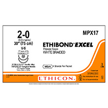 ETHICON Suture, ETHIBOND EXCEL, TAPERCUT, V-5 / V-5, 4-30", Size 2-0. MFID: MPX17