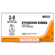 ETHICON Suture, ETHIBOND EXCEL, Taper Point, RB-1 / RB-1, 4-30", Size 2-0. MFID: MX523