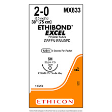 ETHICON Suture, ETHIBOND EXCEL, Taper Point, SH, 4-30", Size 2-0. MFID: MX833