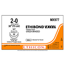ETHICON Suture, ETHIBOND EXCEL, TAPERCUT, V-7 / V-7, 4-30", Size 2-0. MFID: MX977