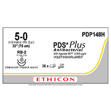 ETHICON Suture, PDS Plus, Taper Point, RB-2 / RB-2, 30", Size 5-0. MFID: PDP148H