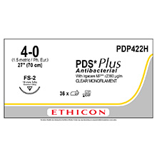 ETHICON Suture, PDS Plus, Reverse Cutting, FS-2, 27", Size 4-0. MFID: PDP422H