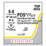 ETHICON Suture, PDS Plus, Precision Point - Reverse Cutting, P-3, 18", Size 5-0. MFID: PDP493G