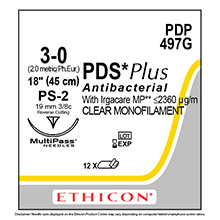 ETHICON Suture, PDS Plus, Precision Point - Reverse Cutting, PS-2, 18", Size 3-0. MFID: PDP497G