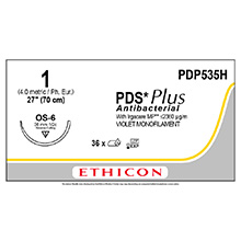 ETHICON Suture, PDS Plus, Reverse Cutting, OS-6, 27", Size 1. MFID: PDP535H
