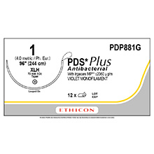 ETHICON Suture, PDS Plus, Taper Point, XLH, 27", Size 1. MFID: PDP881G