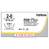 ETHICON Suture, PDS Plus, ETHIGUARD - Blunt Point, CTB-1, 36", Size 2-0. MFID: PDPB345 (USA ONLY)