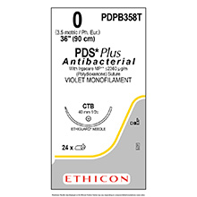 ETHICON Suture, PDS Plus, ETHIGUARD - Blunt Point, CTB, 36", Size 0, 2 dozens. MFID: PDPB358T