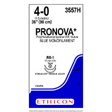 ETHICON Suture, PRONOVA POLY, Size 4-0, 36", Blue Monofilament, Needle RB-1, Taper Point, 1/2 Circle, 3 dz/bx. MFID: PN3557H