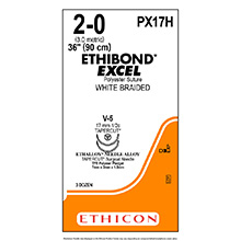 ETHICON Suture, ETHIBOND EXCEL, TAPERCUT, V-5 / V-5, 30", Size 2-0. MFID: PX17H