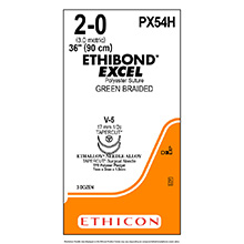 ETHICON Suture, ETHIBOND EXCEL, TAPERCUT, V-5 / V-5, 36", Size 2-0. MFID: PX54H