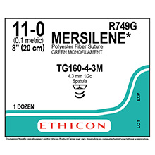 ETHICON Suture, MERSILENE, MICROPOINT - Spatula, TG160-4-3M / TG160-4-3M, 8", Size 11-0. MFID: R749G