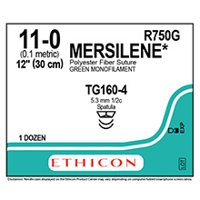 ETHICON Suture, MERSILENE, MICROPOINT - Spatula, TG160-4 / TG160-4, 12", Size 11-0. MFID: R750G