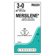 ETHICON Suture, MERSILENE, Taper Point, SH, 30", Size 3-0. MFID: R832H