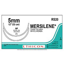 ETHICON Suture, MERSILENE, Blunt Point, BP / BP, 12", Size 5MM. MFID: RS20