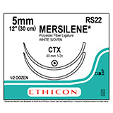 ETHICON Suture, MERSILENE, Taper Point, CTX / CTX, 12", Size 5MM. MFID: RS22