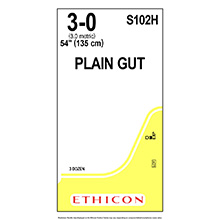 ETHICON Suture, Surgical Gut - Plain, Standard & Short Length Sutures, 54", Size 3-0. MFID: S102H