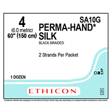 ETHICON Suture, PERMA-HAND, SUTUPAK Pre-Cut Sutures, 2-60", Size 4. MFID: SA10G