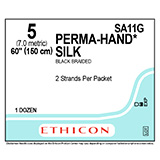 ETHICON Suture, PERMA-HAND, SUTUPAK Pre-Cut Sutures, 2-60", Size 5. MFID: SA11G