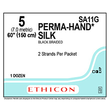 ETHICON Suture, PERMA-HAND, SUTUPAK Pre-Cut Sutures, 2-60", Size 5. MFID: SA11G