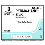 ETHICON Suture, PERMA-HAND, SUTUPAK Pre-Cut Sutures, 17-18", Size 0. MFID: SA66G