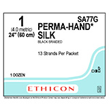 ETHICON Suture, PERMA-HAND, SUTUPAK Pre-Cut Sutures, 13-24", Size 1. MFID: SA77G