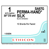 ETHICON Suture, PERMA-HAND, SUTUPAK Pre-Cut Sutures, 10-30", Size 1. MFID: SA87G