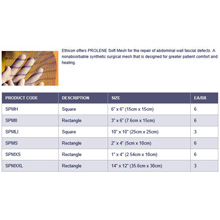 ETHICON PROLENE Soft Polypropylene Mesh, Flat Mesh 3" x 6" (7.5cm x 15cm). MFID: SPMII