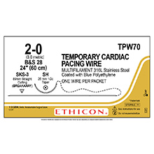 ETHICON Suture, Surgical Stainless Steel, Temporary Pacing Wire, SH / SKS-3, 24", Size 2-0. MFID: TPW70