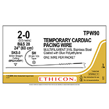 ETHICON Suture, Surgical Stainless Steel, Temporary Pacing Wire, SH / SKS-3, 24", Size 2-0. MFID: TPW90