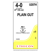 ETHICON Suture, Surgical Gut - Plain, Taper Point, RB-1, 27", Size 4-0. MFID: U207H