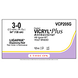 ETHICON Suture, Coated VICRYL Plus, LIGAPAK Ligating Reel, 54", Size 3-0. MFID: VCP205G