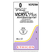 ETHICON Suture, Coated VICRYL Plus, Taper Point, CT-2, 18", Size 0. MFID: VCP270H