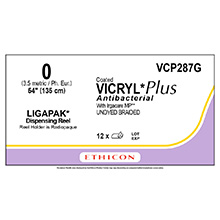 ETHICON Suture, Coated VICRYL Plus, LIGAPAK Ligating Reel, 54", Size 0. MFID: VCP287G