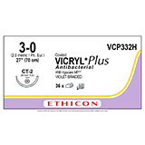 ETHICON Suture, Coated VICRYL Plus, Taper Point, CT-2, 27", Size 3-0. MFID: VCP332H