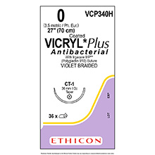 ETHICON Suture, Coated VICRYL Plus, Taper Point, CT-1, 27", Size 0. MFID: VCP340H