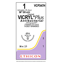 ETHICON Suture, Coated VICRYL Plus, Taper Point, CT-1, 36", Size 1. MFID: VCP347H