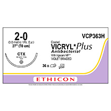 ETHICON Suture, Coated VICRYL Plus, Taper Point, CTX, 27", Size 2-0. MFID: VCP363H