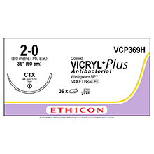 ETHICON Suture, Coated VICRYL Plus, Taper Point, CTX, 36", Size 2-0. MFID: VCP369H