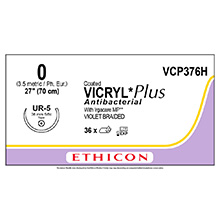 ETHICON Suture, Coated VICRYL Plus, Taper Point, UR-5, 27", Size 0. MFID: VCP376H