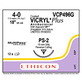 ETHICON Suture, Coated VICRYL Plus, Precision Point - Reverse Cut, PS-2, 18", Size 4-0. MFID: VCP496G