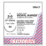 ETHICON Suture, VICRYL RAPIDE, Taper Point, SH, 27", Size 2-0. MFID: VR417