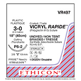 ETHICON Suture, VICRYL RAPIDE, Precision Point - Reverse Cutting, PS-2, 18", Size 3-0. MFID: VR497