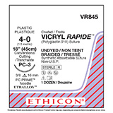 ETHICON Suture, VICRYL RAPIDE, Precision Cosmetic- Conventional Cutting PRIME, PC-3, 18", Size 4-0. MFID: VR845