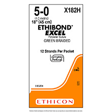 ETHICON Suture, ETHIBOND EXCEL, SUTUPAK Pre-Cut Sutures, 12-18", Size 5-0. MFID: X182H