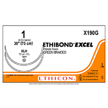 ETHICON Suture, ETHIBOND EXCEL, Taper Point, XLH / XLH, 30", Size 1. MFID: X190G